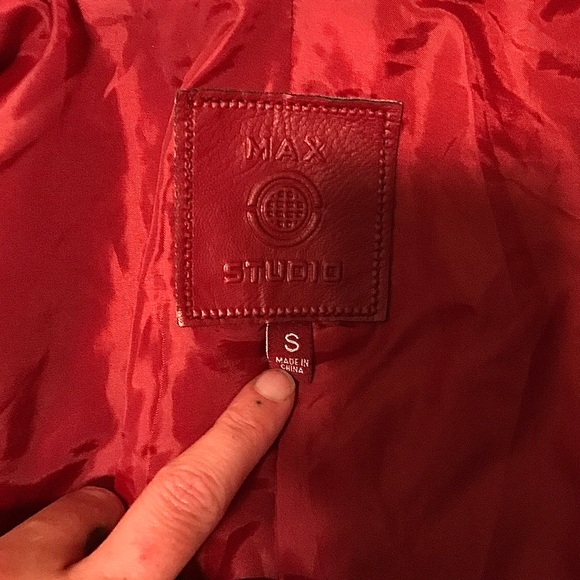 Max Studio Red/Burgundy Faux Leather Jacket - Picture 9 of 12